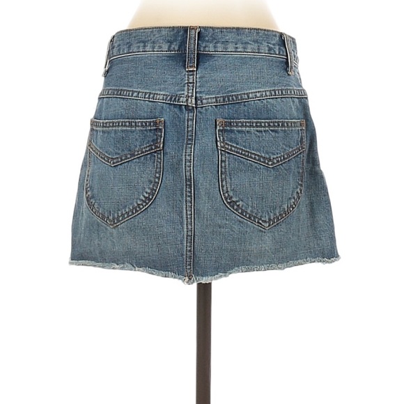 Free People Raw Edged Blue Medium Wash Denim Mini Skirt Size 4 - Picture 2 of 6